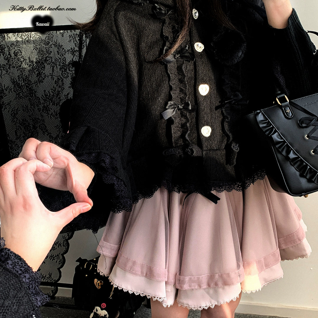 Sweet Style Winter Hooded Cape, Heart Rhinestone 42542:783438