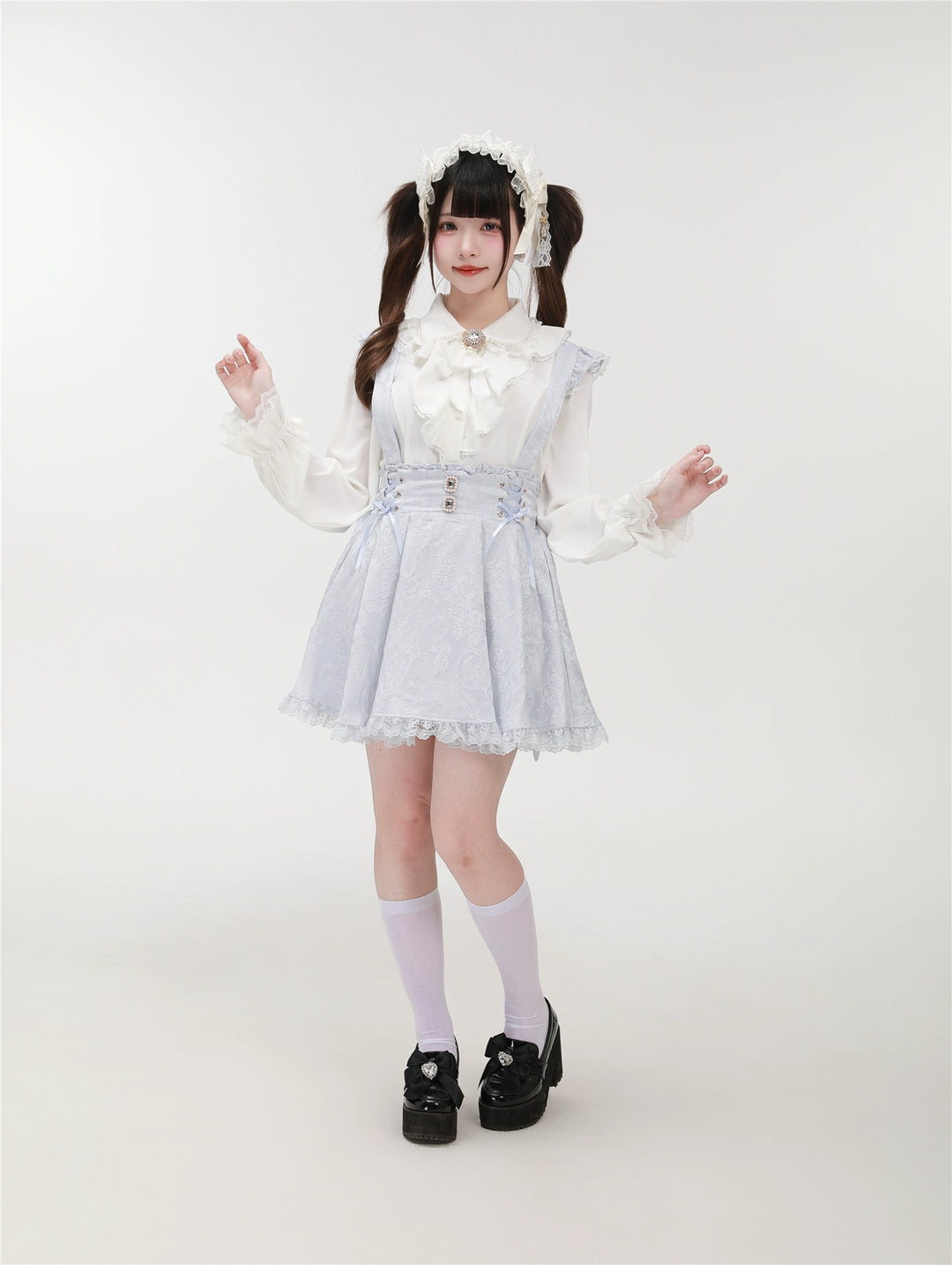 Patterned Ryousangata Suspender Skirt with Hidden Pockets (L M S XS) 42892:757578