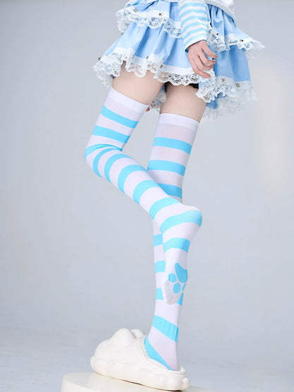 Jirai Kei Stockings Thigh-High Socks Striped Knee Socks 36540:541306