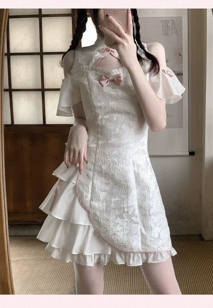 Spicy Girl Chinese Cheongsam Black White Dress 29526:350422