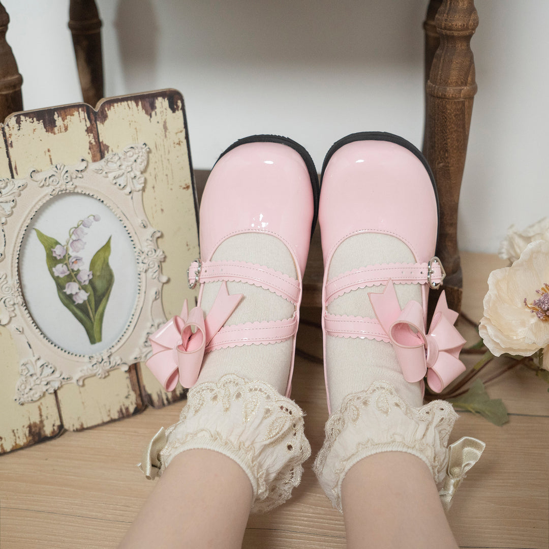 Lolita Shoes Round Toe Shoes Low-Mid Heels with Bow Lace (35 36 37 38 39 40 / Pink) 35268:490412 (35 36 37 38 39 40 / Pink) 35268:490412