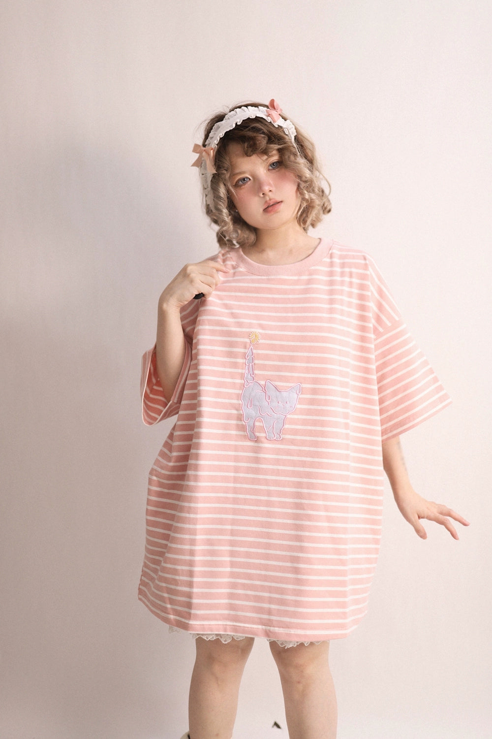 Kawaii Aesthetic Shirt Striped Short Sleeve Cotton Top 36562:518554