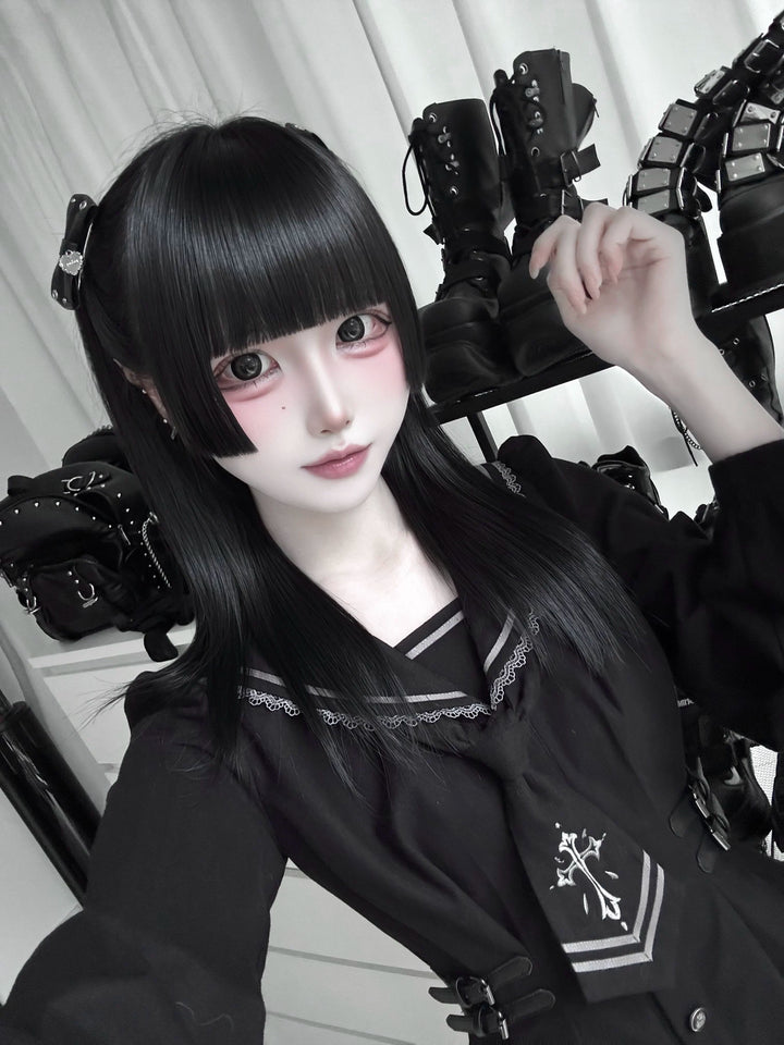Black Sailor Collar JK Uniform, Detachable Necktie 45624:859773