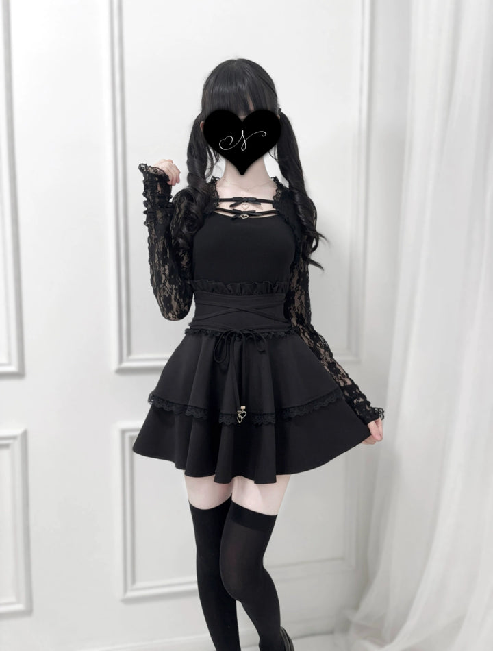 Solid Ryousangata Skirt, Built-in Safety Shorts (L M XL) 43656:782365