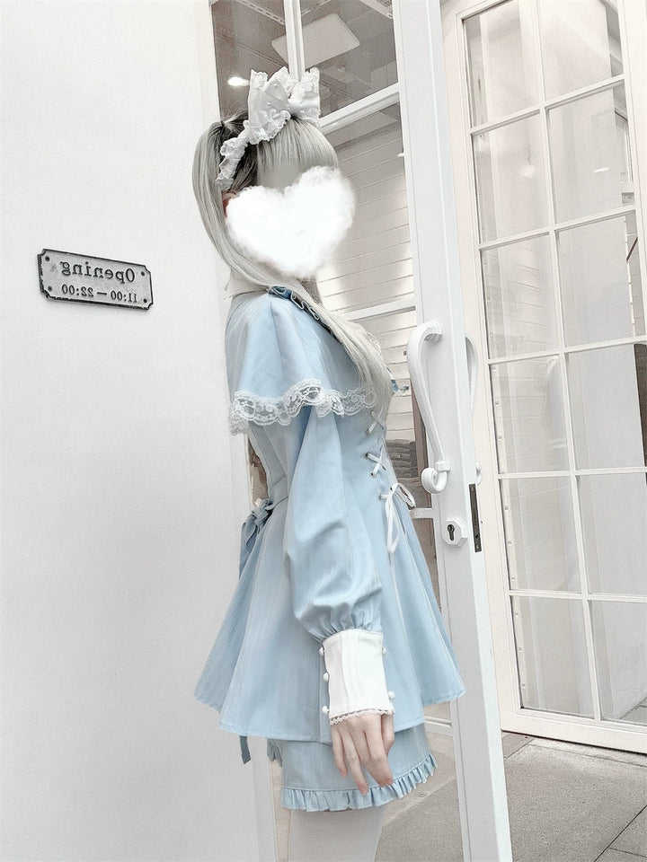 Jirai Kei Cape Design Dress and Pocketed Shorts Set 44526:811462