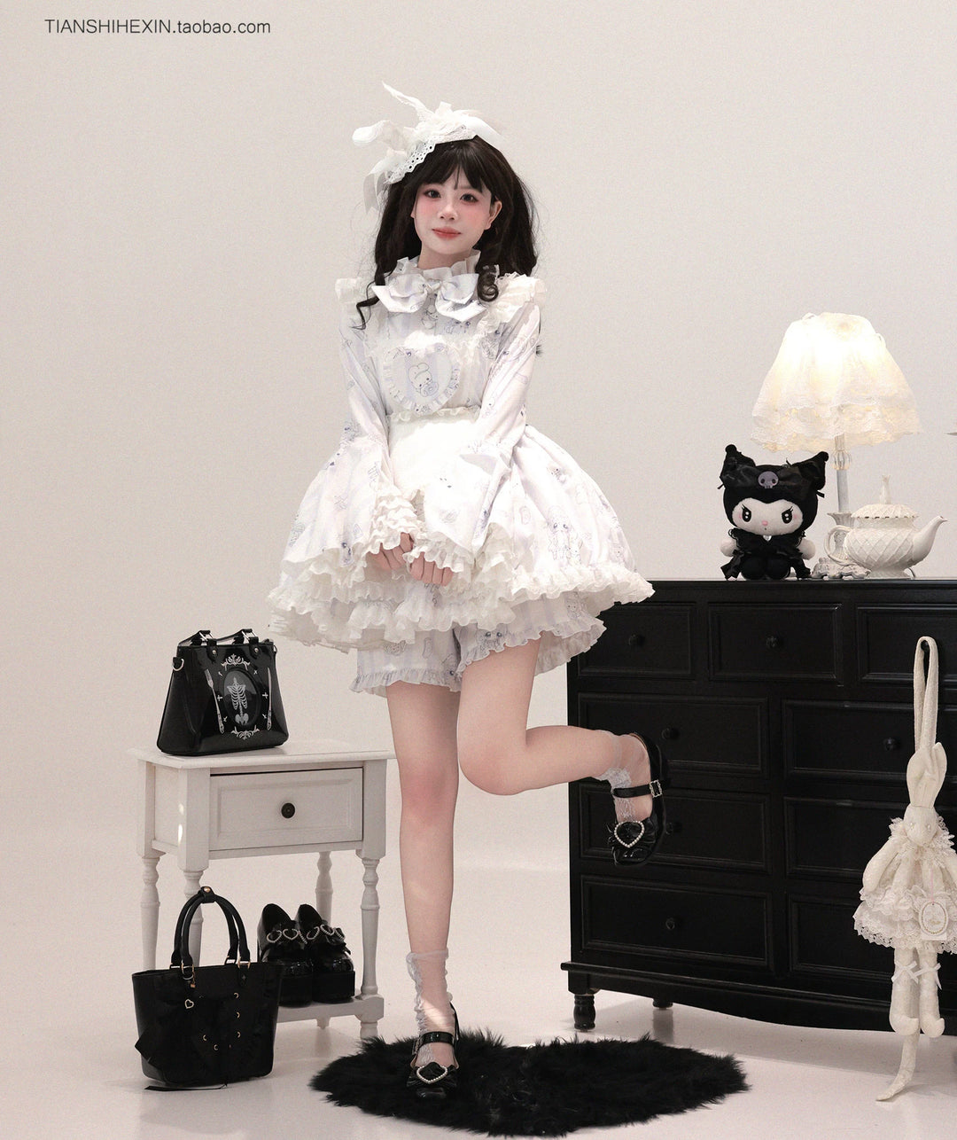 Maid-Inspired Dress Outfit, Detachable Apron 44427:807858