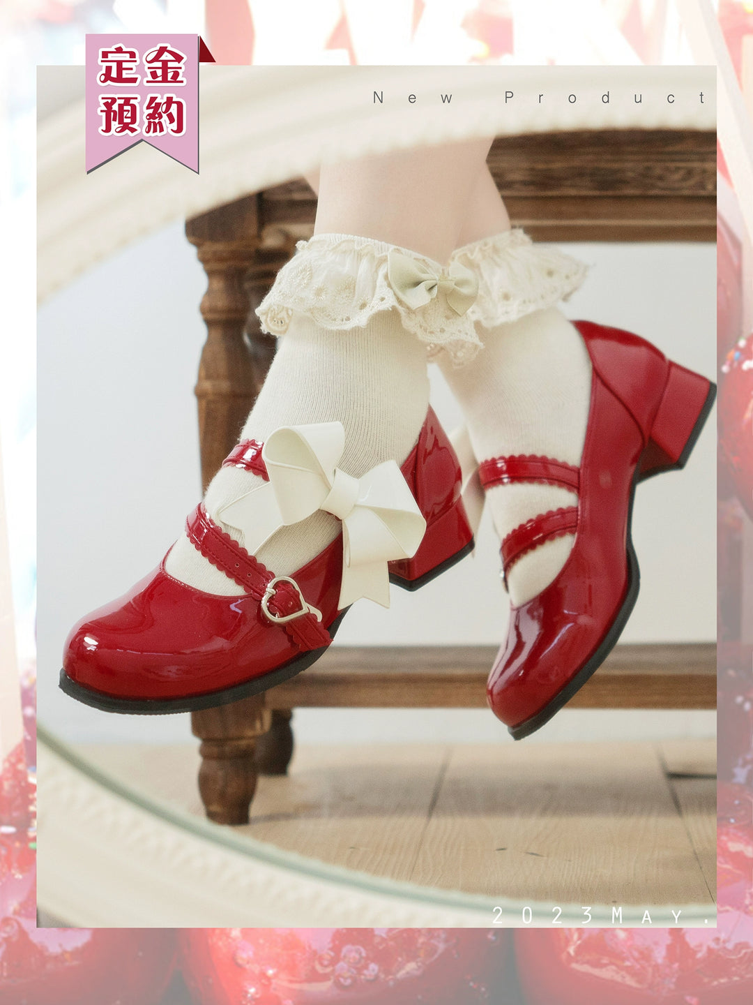 Lolita Shoes Round Toe Shoes Low-Mid Heels with Bow Lace 35268:490374 35268:490374