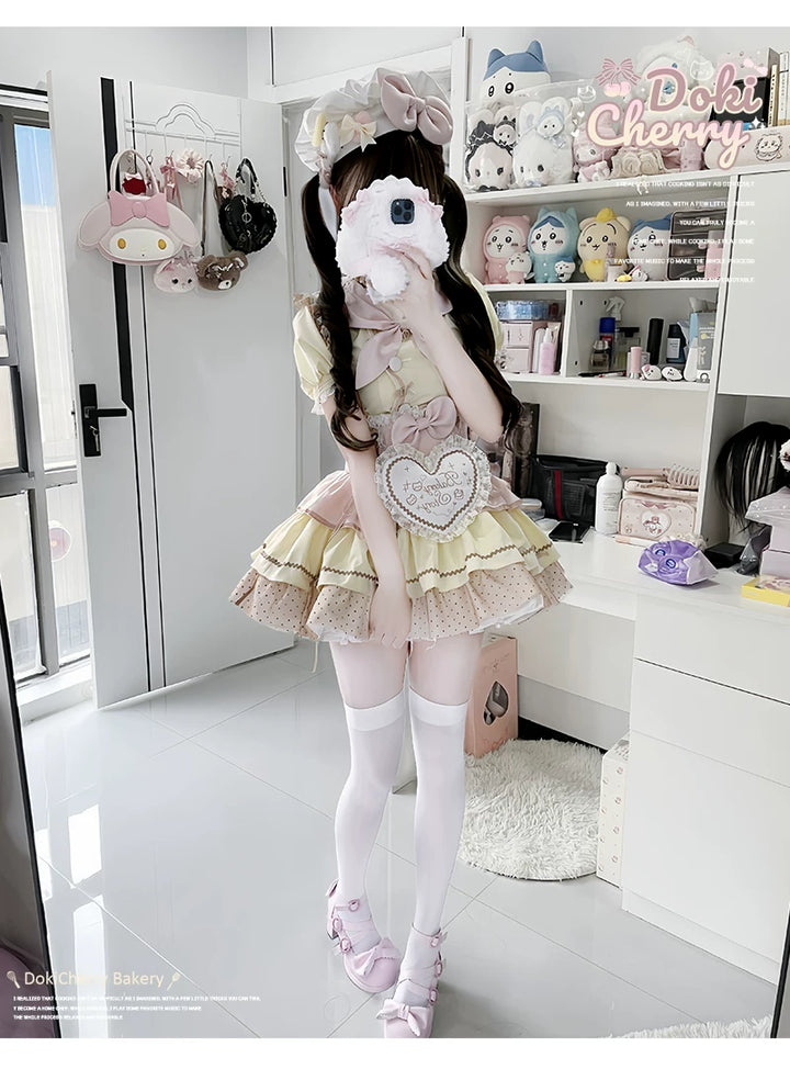 Kawaii Lolita Baker-Inspired Blouse, Suspender Skirt 44466:809162
