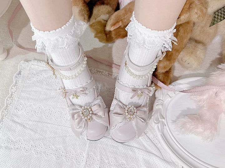 Jirai Kei Platform Shoes, Detachable Pearl-Like Chain 44929:828485