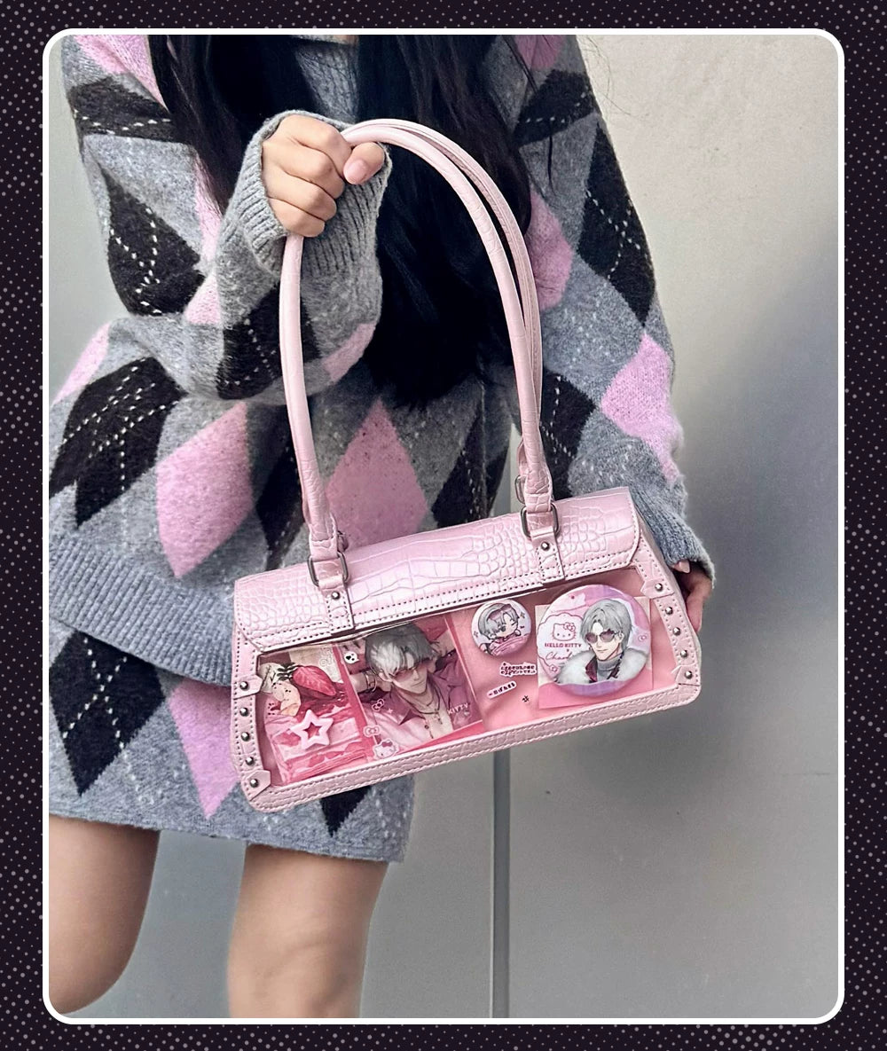 Bat-Inspired Itabag, Croc Texture & Clear Display Window 44930:829013