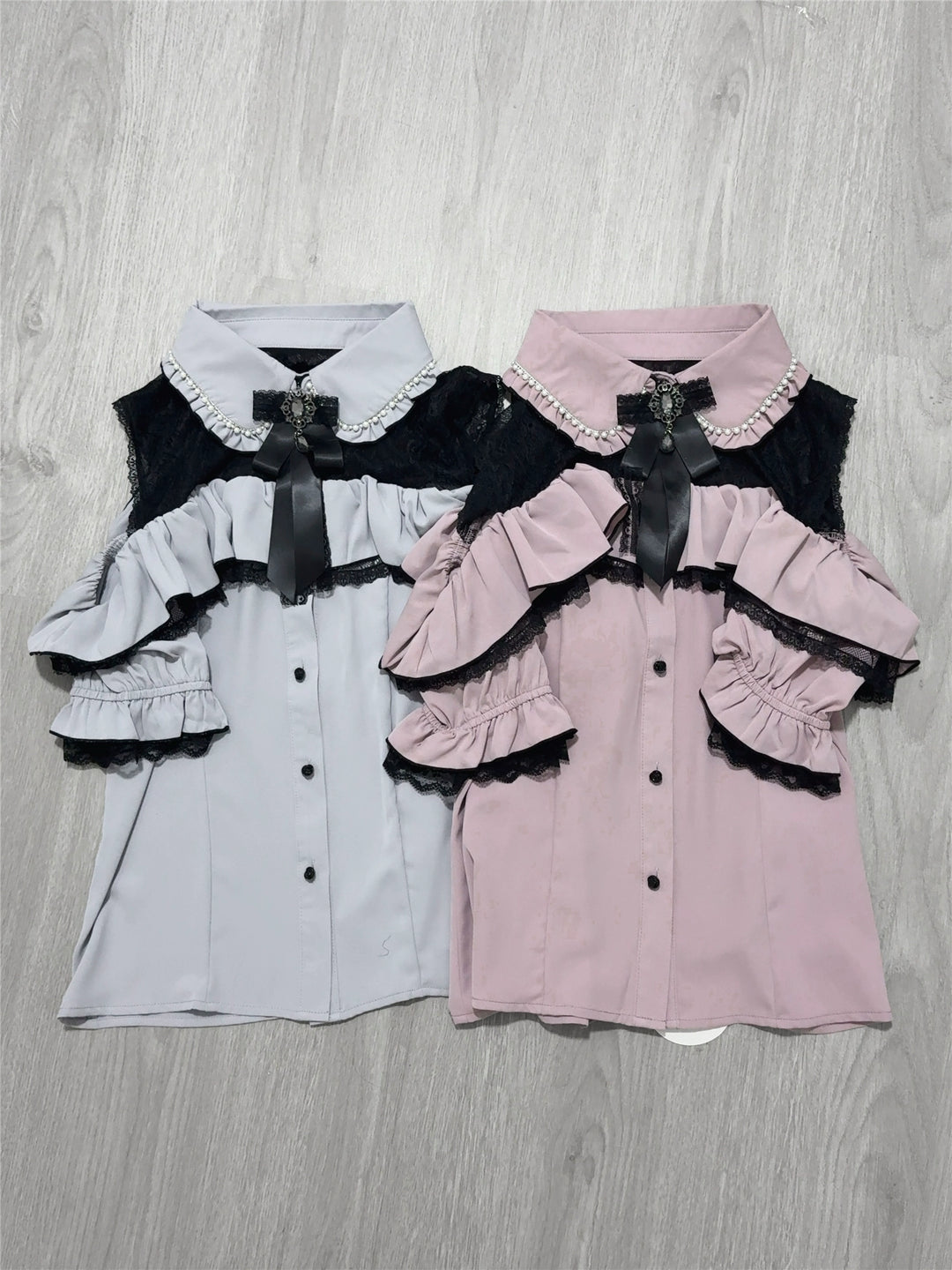 Jirai Kei Shirt with Bust Flounce Hem/Hidden Button 43035:762542