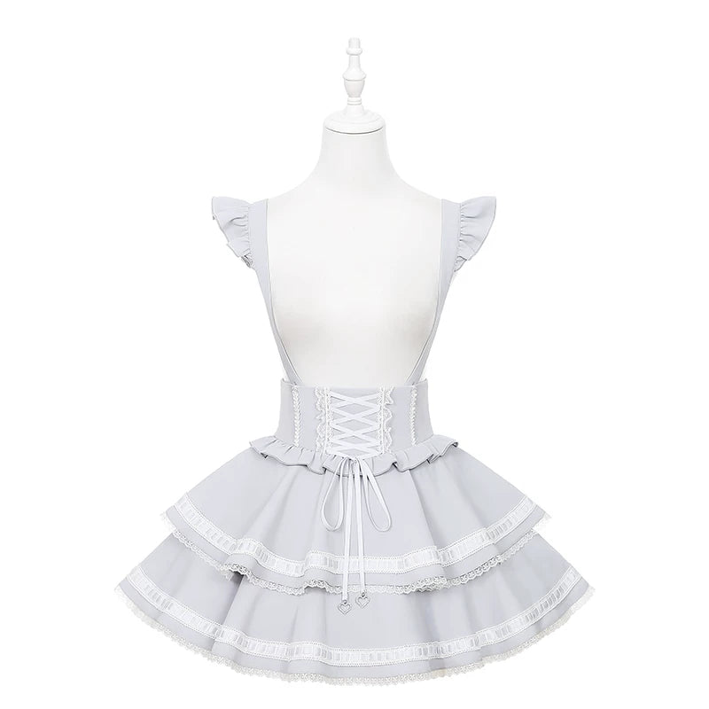 Ryousangata Bunny Ear Hooded Blouse, Tiered Suspender Skirt (L M S) 45575:858430