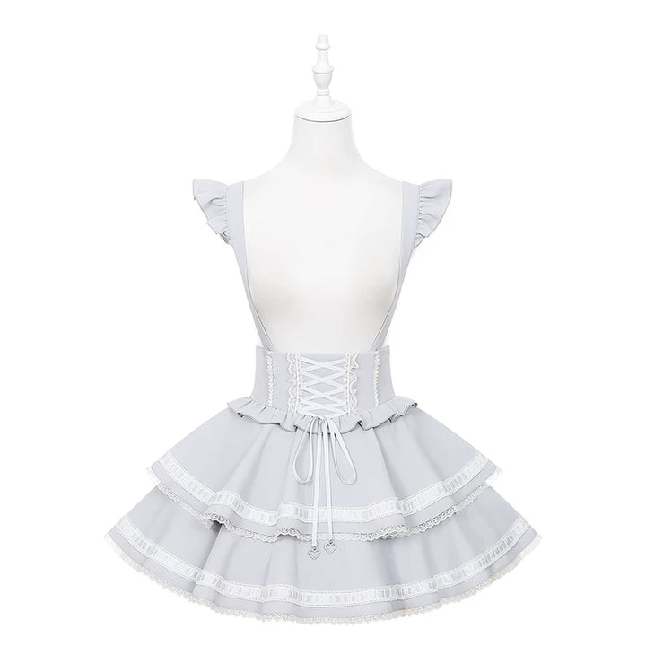 Ryousangata Bunny Ear Hooded Blouse, Tiered Suspender Skirt (L M S) 45575:858430