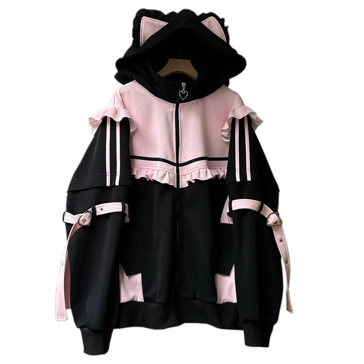 Jirai Kei Coat Cat Ear Hooded Coat Fleece Lined Multicolor (M S) 39794:646296