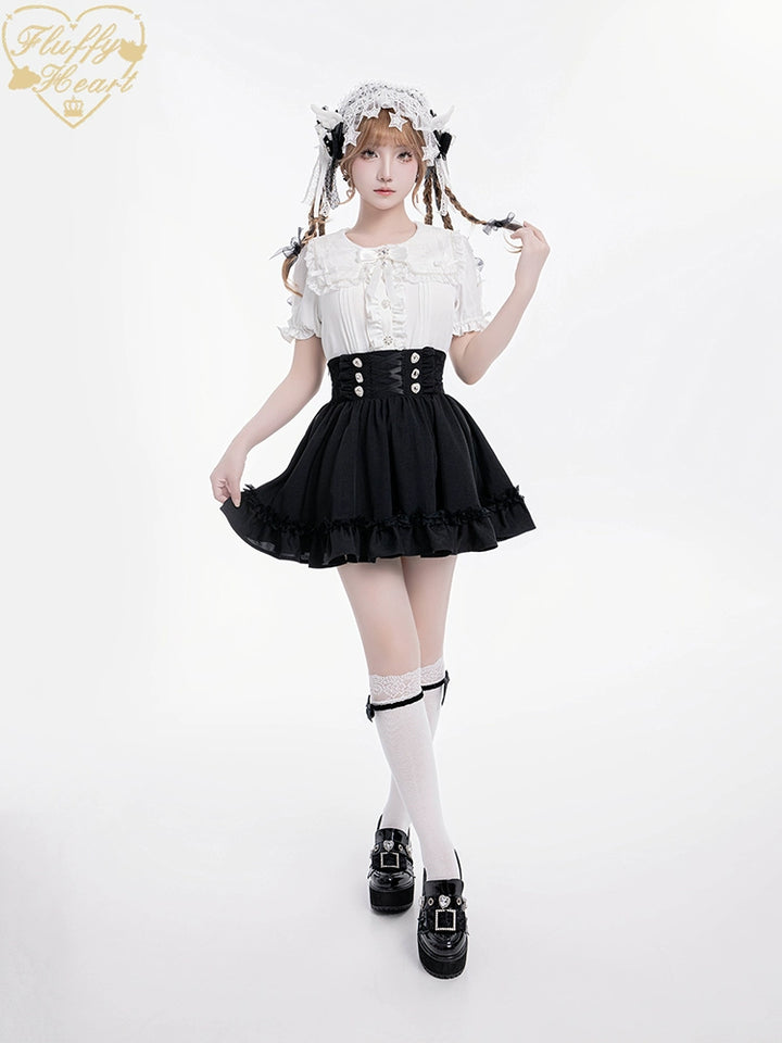 Jirai Kei Skirt Lace Waist-Cinching Skirt 38870:606628