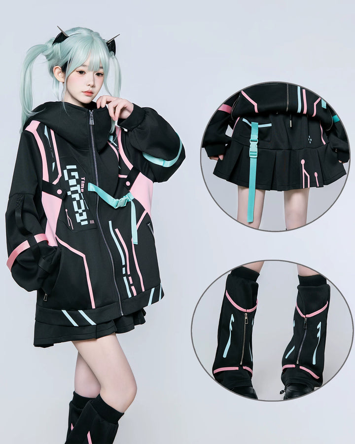 Cyberpunk Fashion, Unisex Jacket and Skort Set (L M XL) 44425:810166