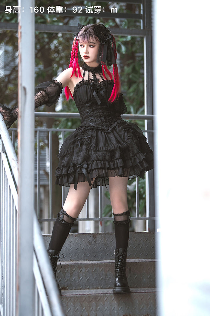 Gothic Lolita Dress Cross-Hime Halterneck Lolita Jumper Dress 35062:478549 35062:478549