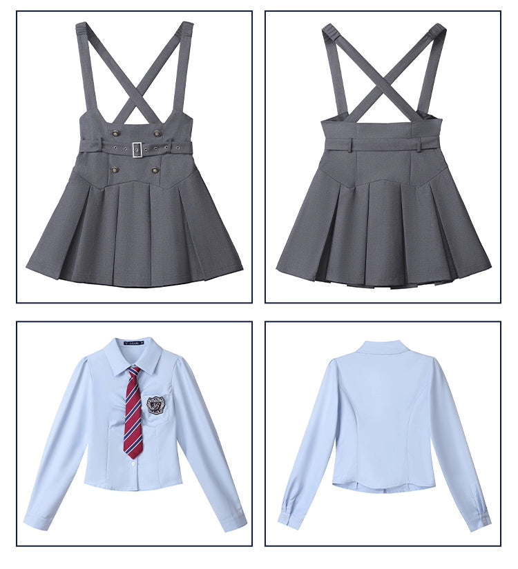 American Uniform Set College Style Skirt Preppy Blouse 36408:567996