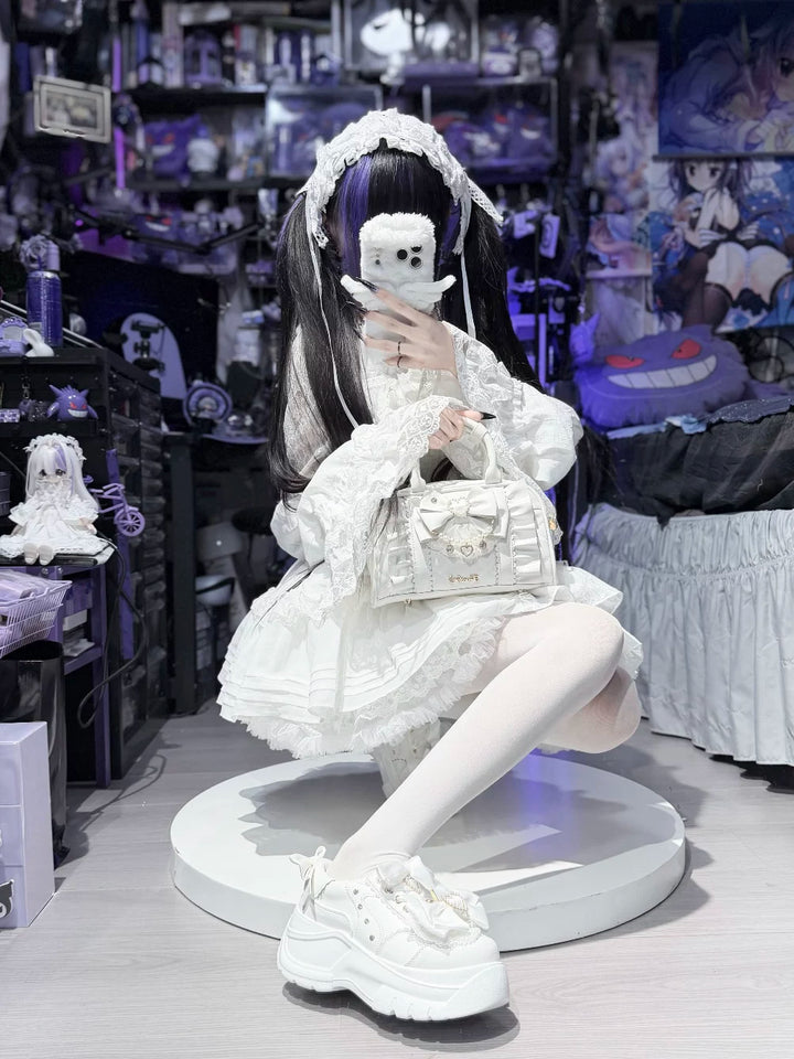 Jirai Kei 2-Way Handbag, Bow-Pearl Side Charm 44558:813675