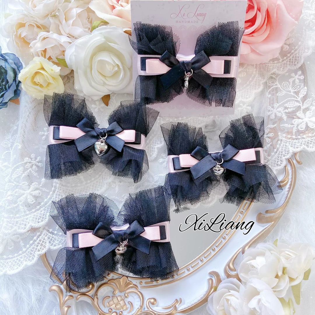 Jirai Kei Hair Clip Pink And Black Bowknot Headdress 39106:634212