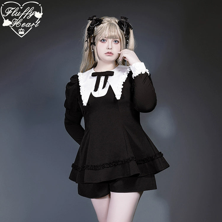 Jirai Kei Dress Set Puritan Collar Dress And Shorts Setup 40752:677150