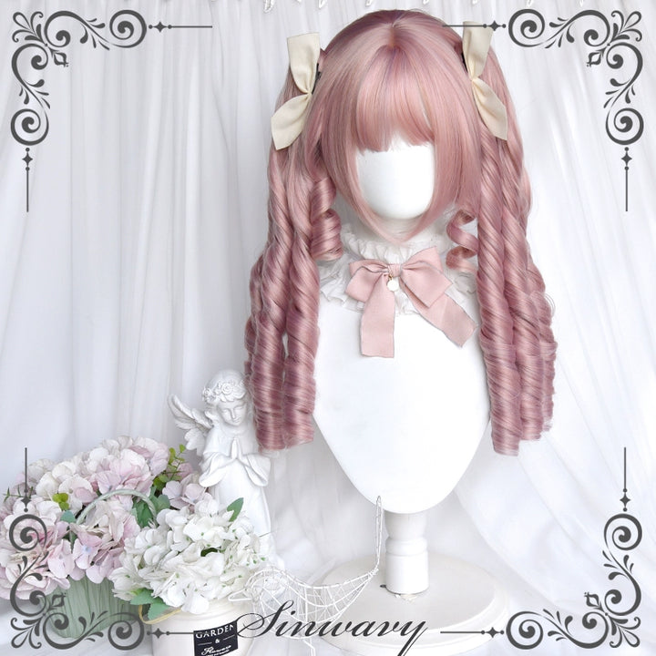 Lolita Wig Roman Curl Wig Double Ponytail Pink Wig 39344:627704