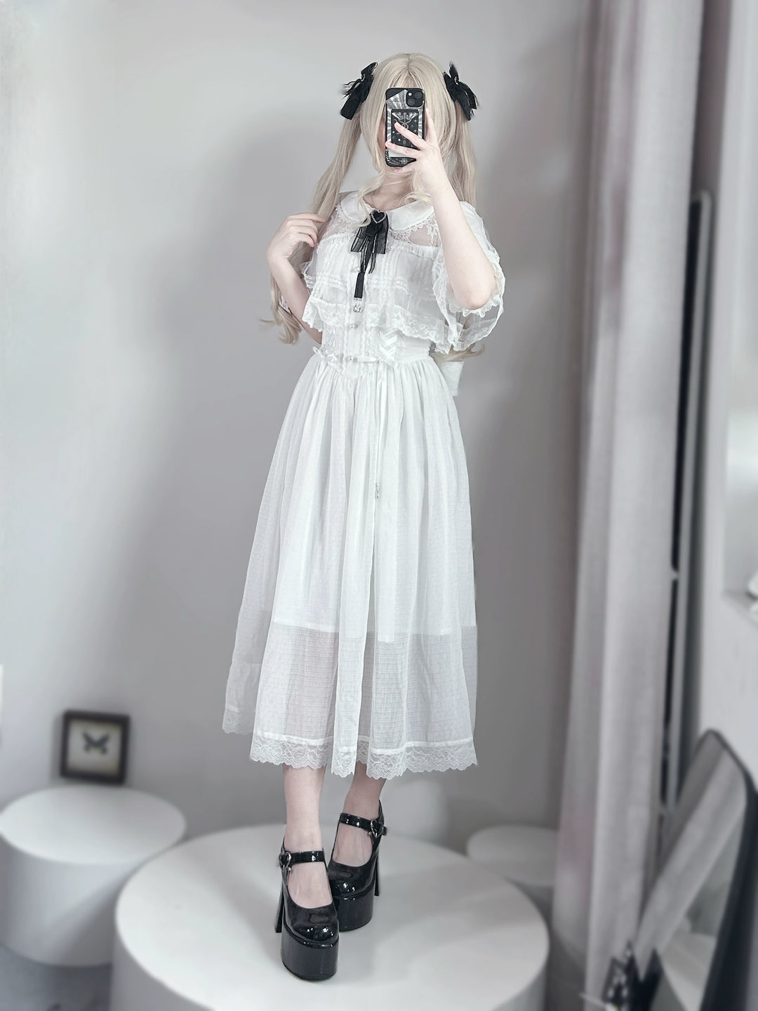 Ankle-length Seiso Kei Dress, Cape Design 43786:785311