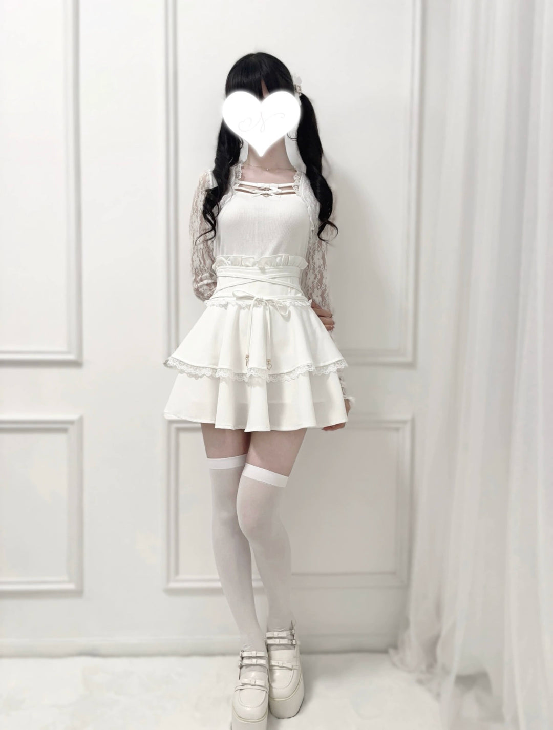 Solid Ryousangata Skirt, Built-in Safety Shorts 43656:782369