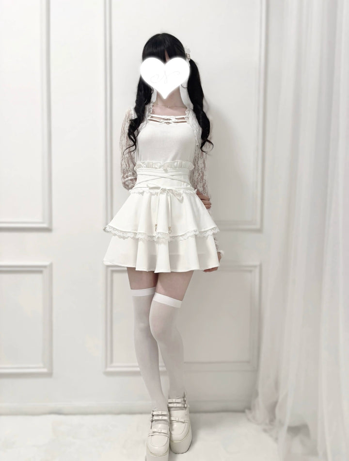 Solid Ryousangata Skirt, Built-in Safety Shorts 43656:782369