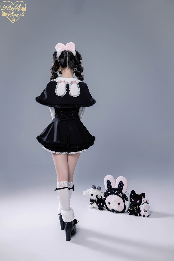 IP Collab Jirai Kei Dress Set, Detachable Fluffy Cape 44146:798058