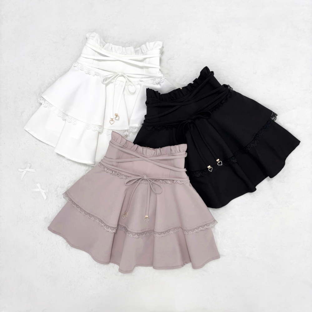 Solid Ryousangata Skirt, Built-in Safety Shorts 43656:782361