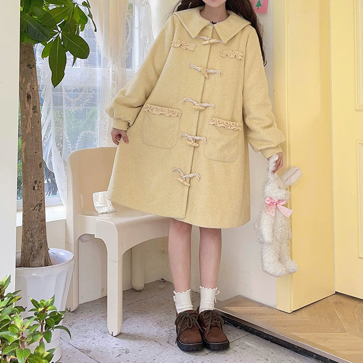 Kawaii Pink Yellow Beige Coat With Cow Horn Button 29450:347928 29450:347928