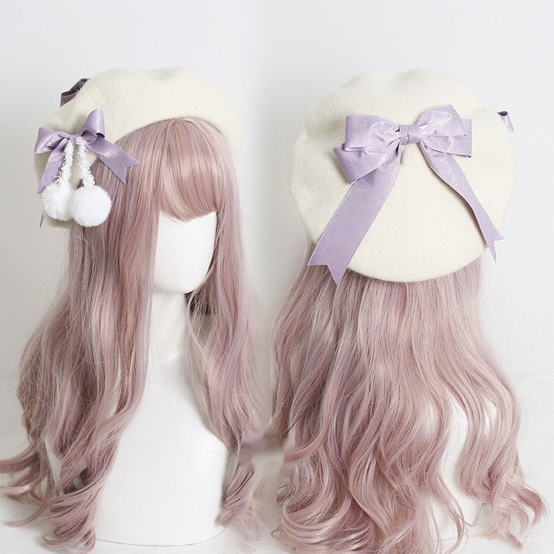 Japanese Lolita Felt Ball Bow Multicolored Hat Beret 28930:350650 28930:350650