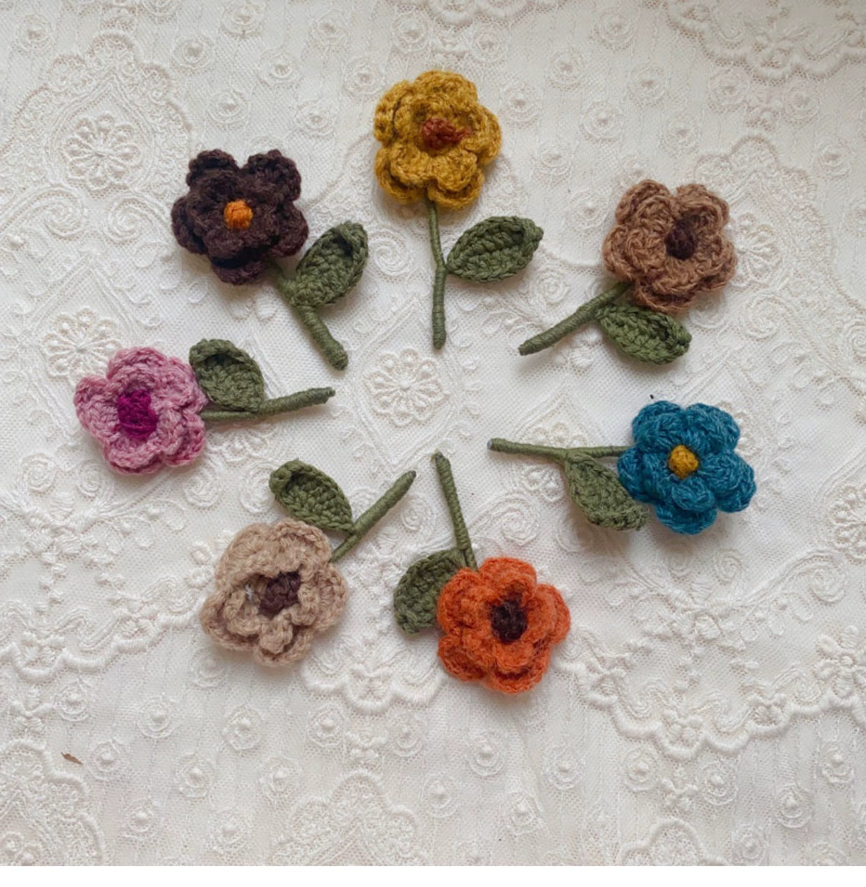 Mori Kei Brooch Handmade 3D Knitted Floral Brooch Pin 36436:522076