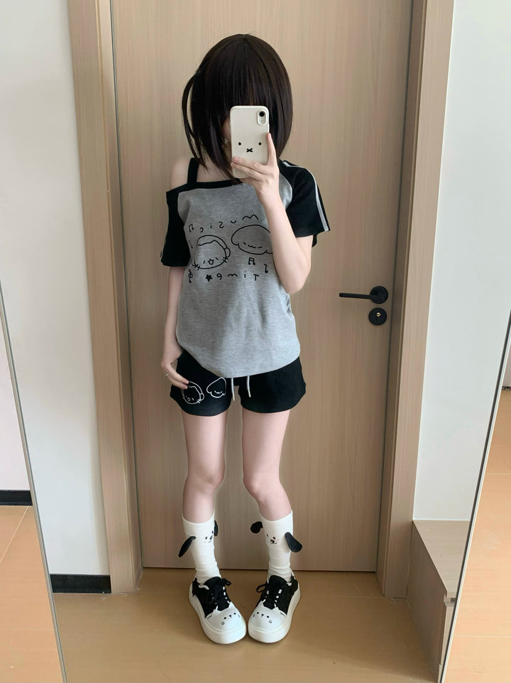 Kawaii Summer Music Time Printed Top & Shorts With Pockets 42904:757295