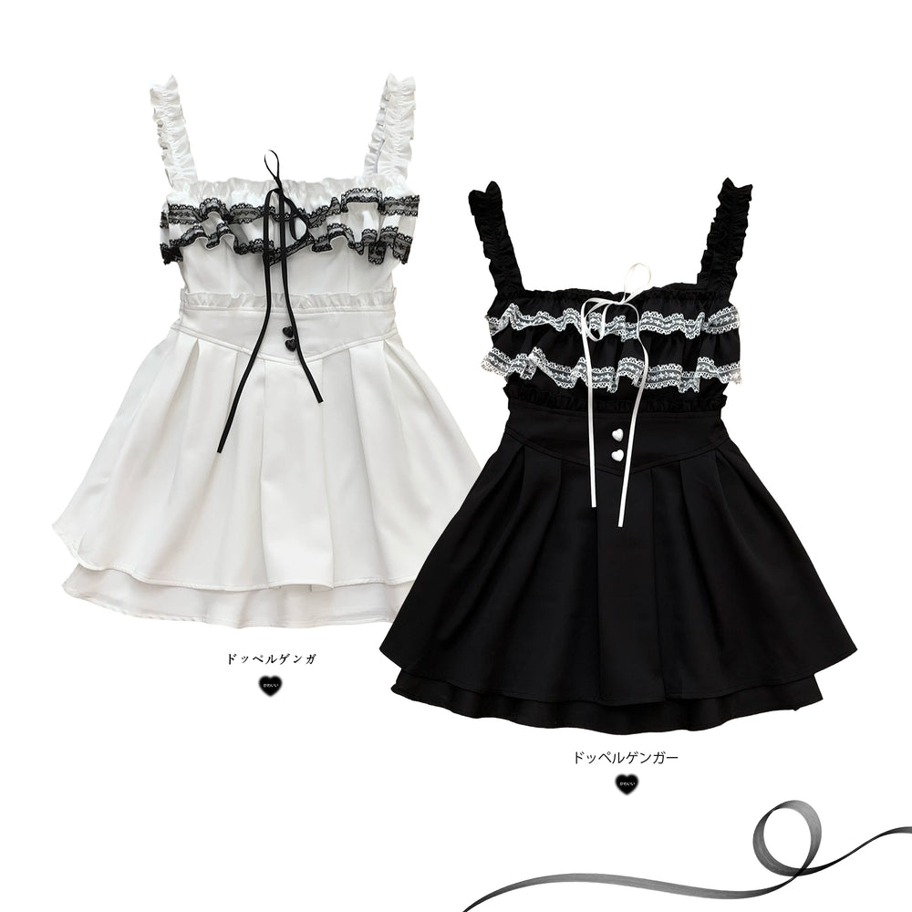 Jirai Kei Black White Pink Dress With Lace 21810:352922 21810:352922