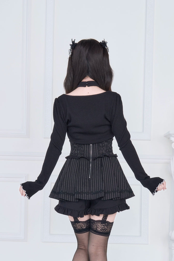 Halter Neck Jirai Kei Top, High Waist Skirt 43807:786314