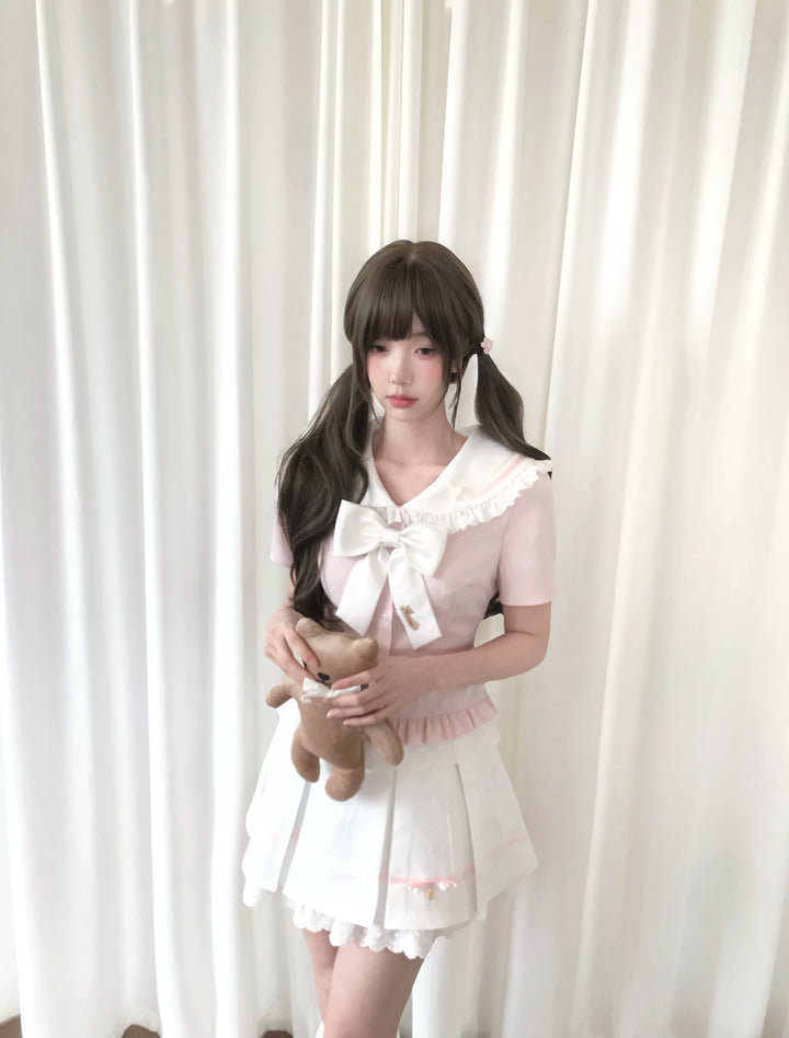 Ryousangata Sailor Collar Blouse, Pleated Skirt 45342:848112