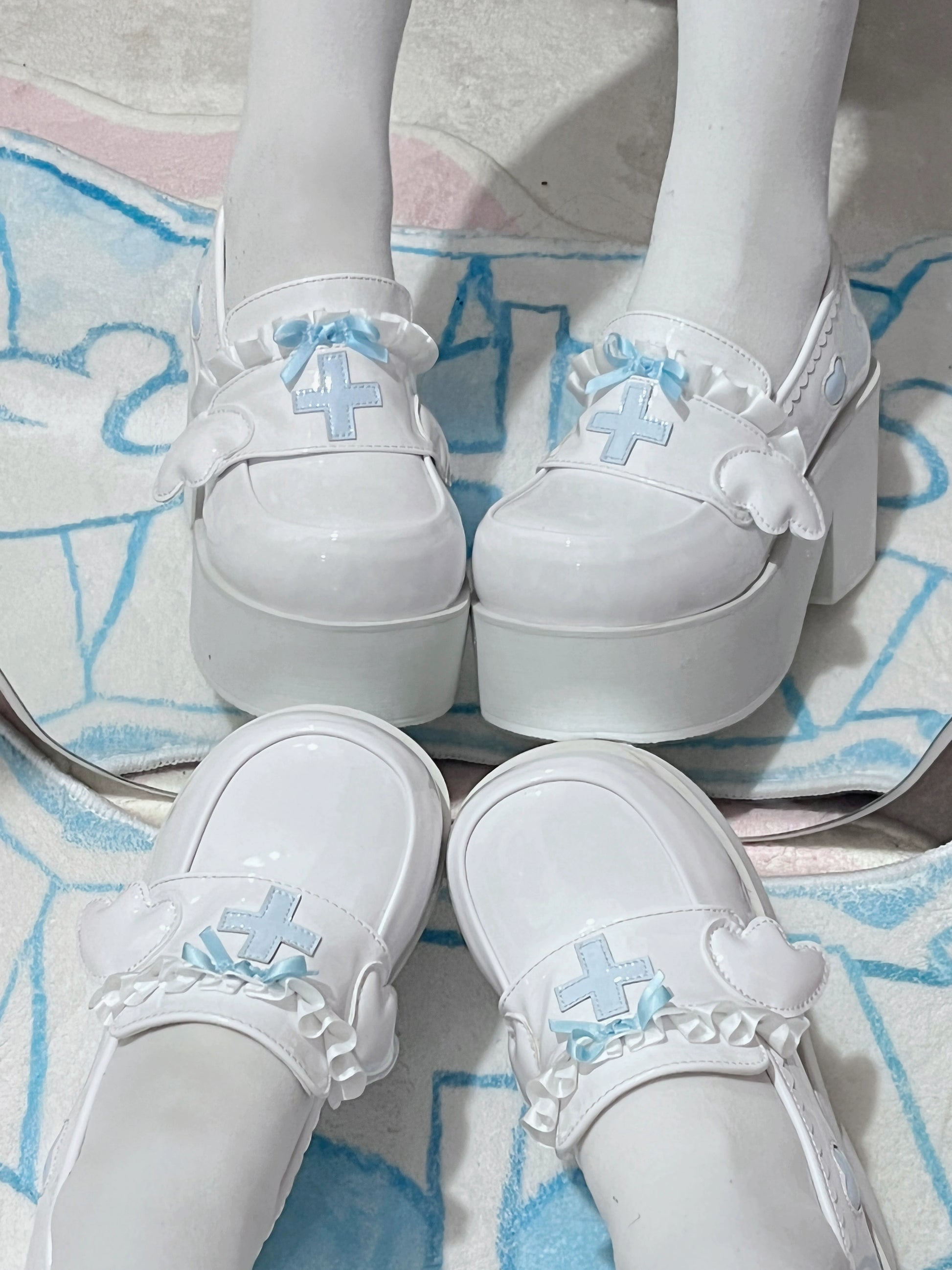 Jirai Kei Fluffy Heart Platform Snow Boots with Pom-Pom Laces