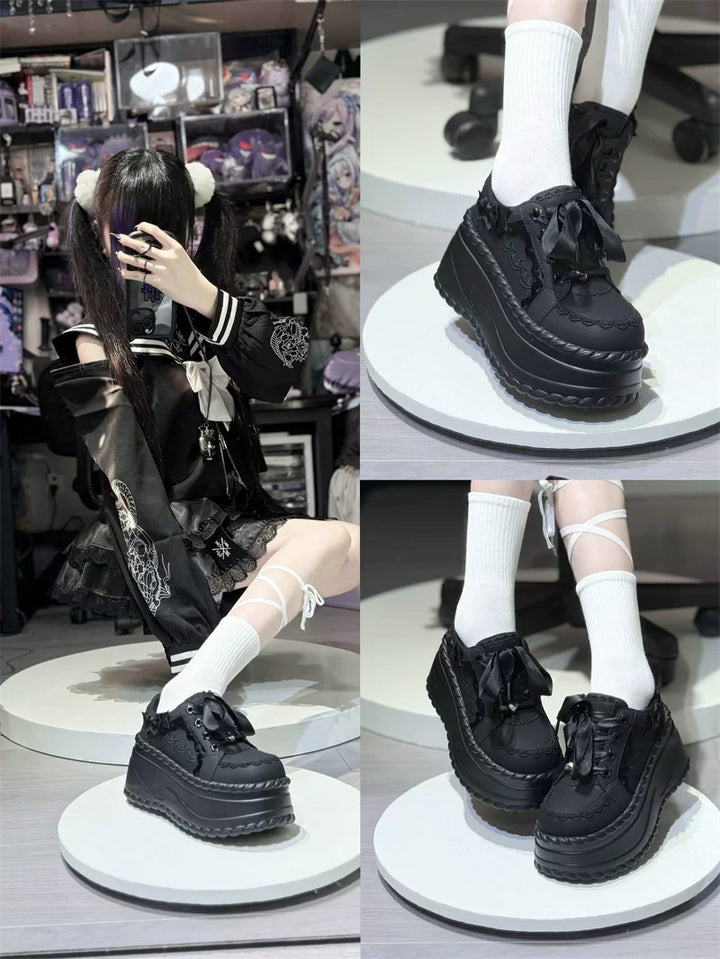 Jirai Kei Platform Shoes, Heart Details & Bows 45252:842604
