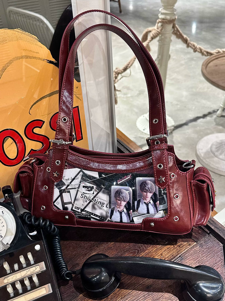 Punk Studded Ita Bag, Clear Window & Star Pouch 45416:847463