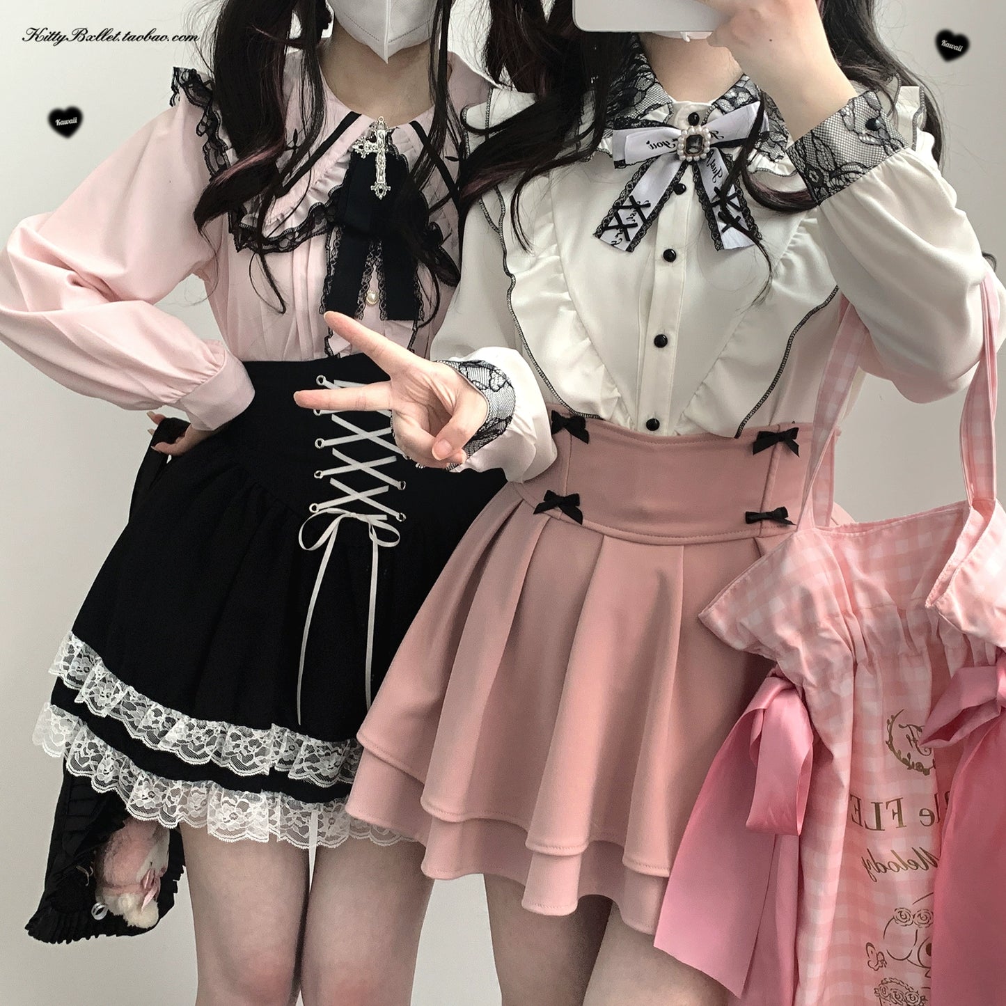 Jirai Kei Skirt High Waist Skirt Lace Up Skirt 36776:540174