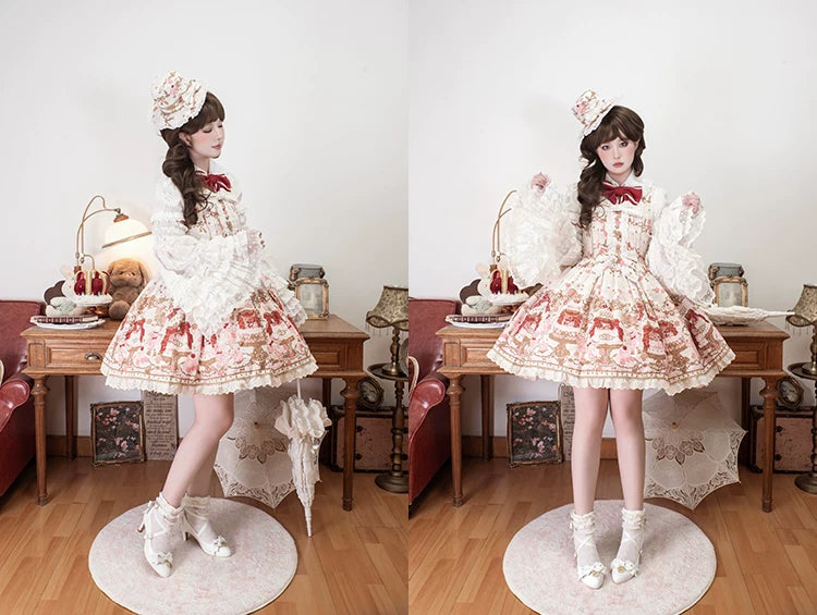 Classic Lolita Pointed Toe High Heels, Pearl-Like & Rhinestone 45841:864868