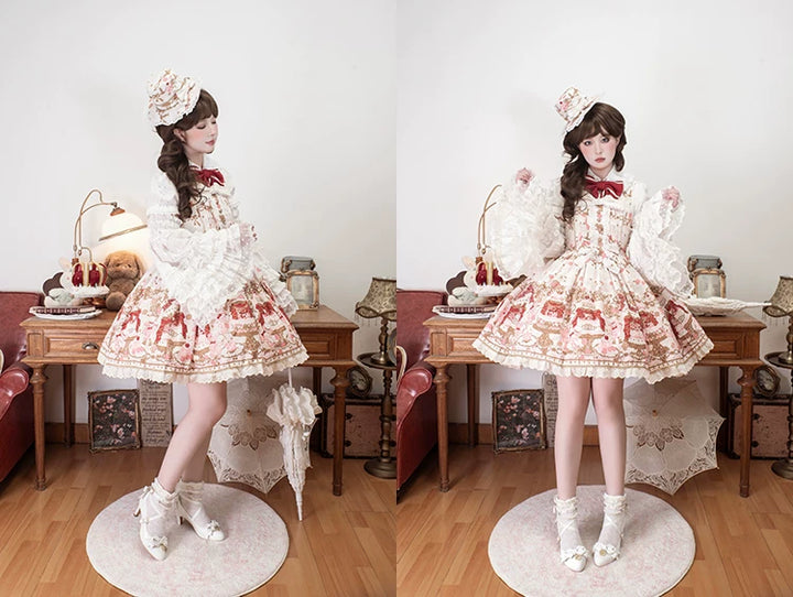 Classic Lolita Pointed Toe High Heels, Pearl-Like & Rhinestone 45841:864868