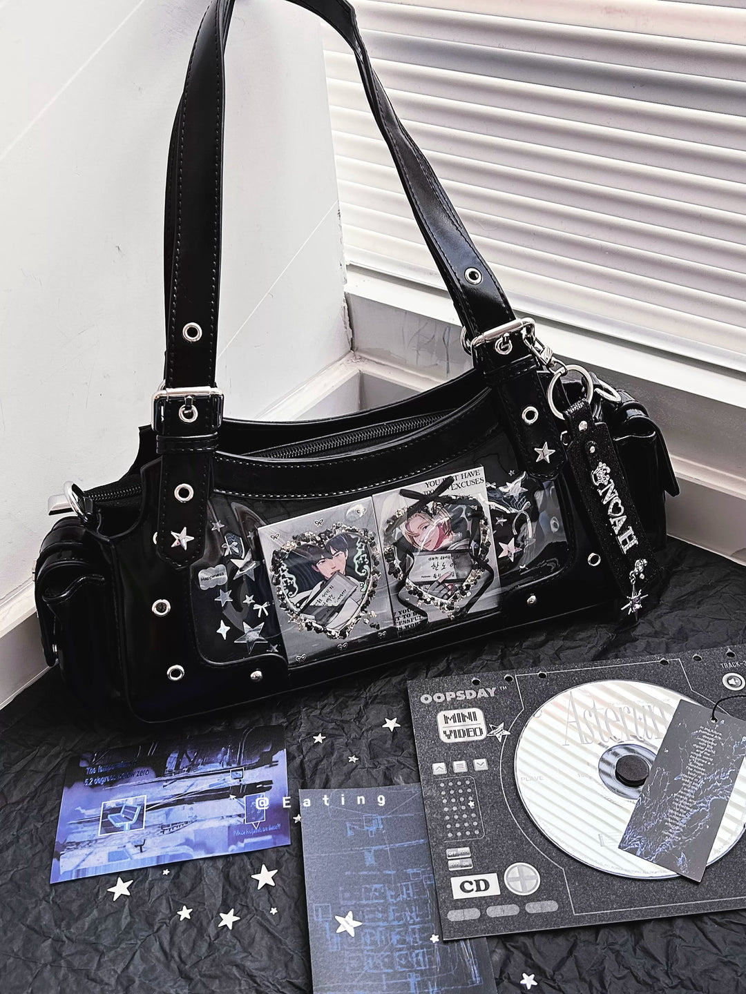 Punk Studded Ita Bag, Clear Window & Star Pouch 45416:847477