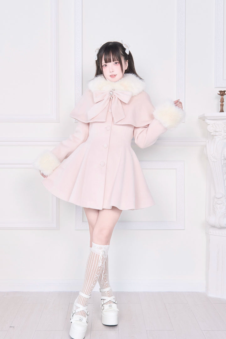Ryousangata Winter Coat, Faux Fur, Detachable Bow & Cape 44066:794446