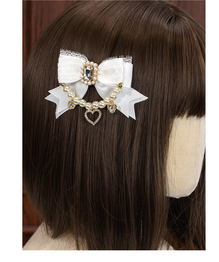 Jirai Kei Hairclip Shoe Clip Lolita Hair Pin Pearl Chain Rhinestone 33814:446782