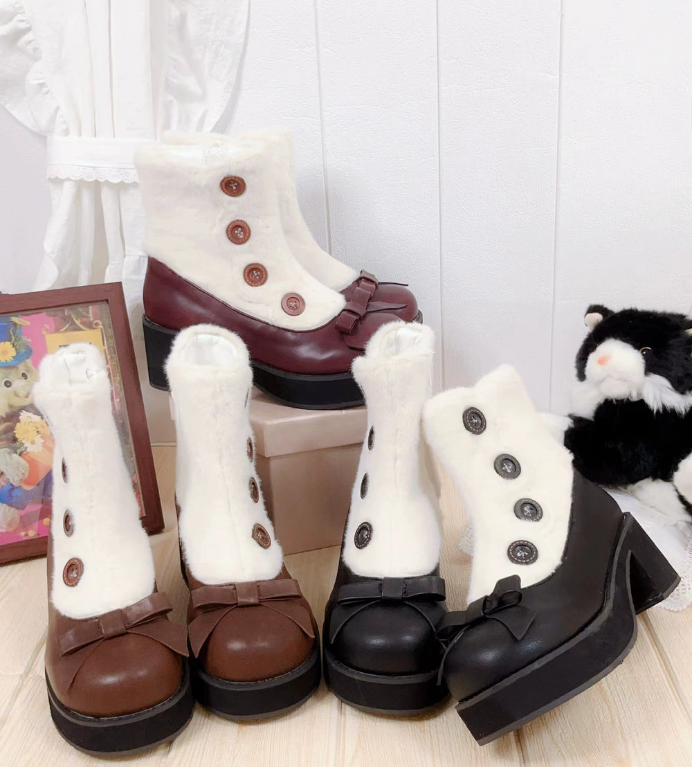 Lolita Boots Sock Mary Jane Shoes Low Heel Shoes Black Brown 32654:408098 32654:408098