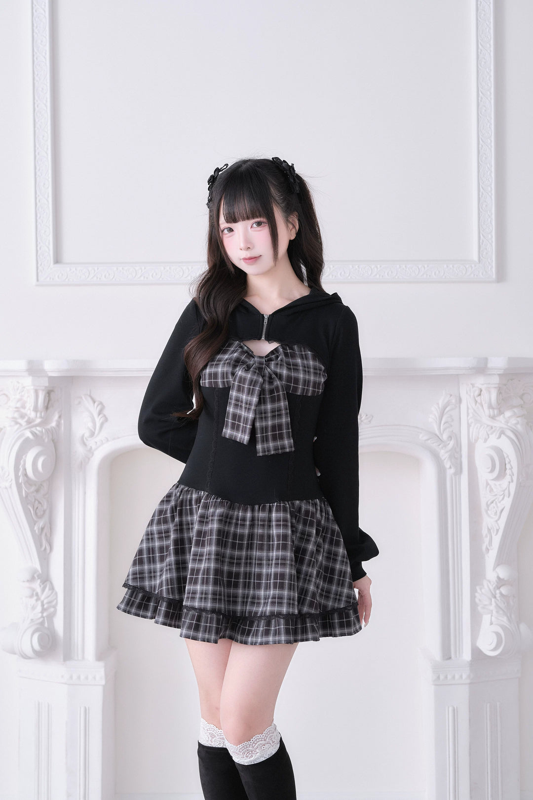 Jirai Kei One-Piece Dress, Hoodie-Inspired 44816:823063