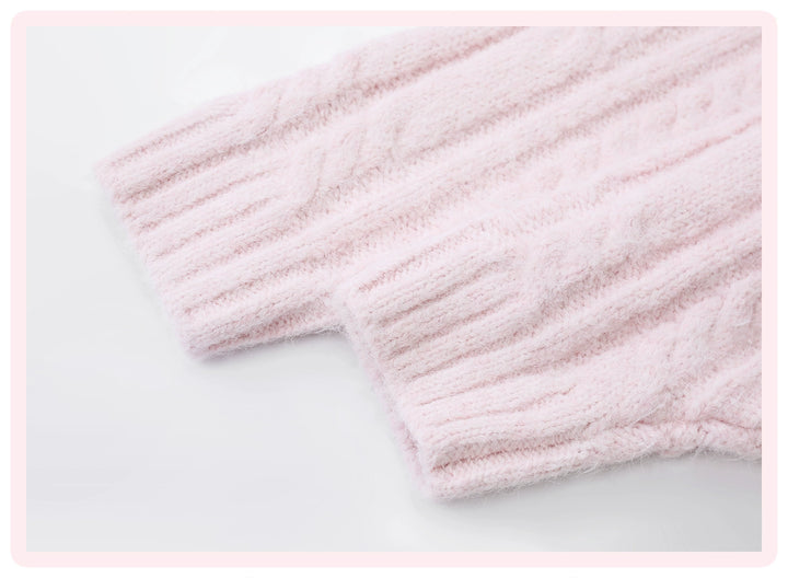 Pink Long Hooded Coat, Off Shoulder Sweater Outfit 44081:794982